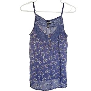 1305 * Full Tilt Blue Floral Tank Blue Size XS